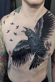 各種純黑色風格的多刺的烏鴉紋身圖案