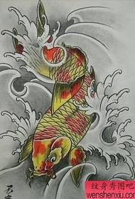 イカのタトゥーパターン：カラーイカのタトゥーパターンタトゥー画像