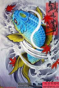 華麗的彩色的魷魚楓葉紋身圖案