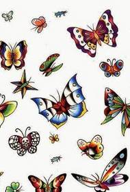 bellissimo materiale manoscritto tatuaggio farfalla multi-pattern