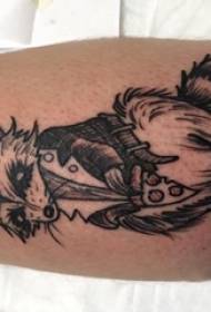 picciottu di i zitelli nantu à u puntu di schizzu neru di grigiu di spina grigia creativa cute tattoo tattoo animal