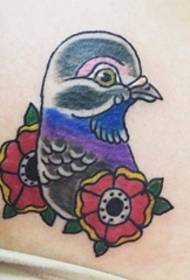 컬러 비둘기 문신 식물 문신 재료 동물 패턴 문신 그림