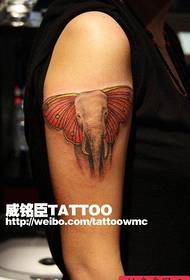 arm classic one elephant tattoo pattern