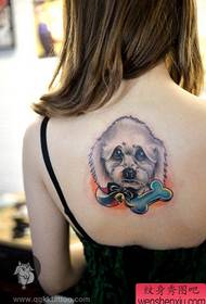 girl back popular cute puppy tattoo pattern
