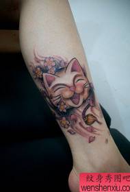 perna gato bonito gato tatuagem padrão