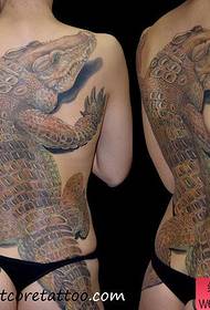 una foto Modello di tatuaggio coccodrillo schiena piena bellezza
