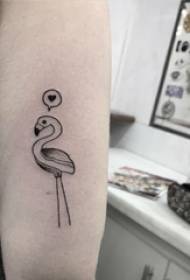 qora nuqta ustida qiz qo'li tikanli mayda hayvon flamingo Tattoo rasmlari