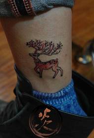 Legs popular beautiful color sika deer tattoo pattern