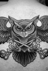 Modello di tatuaggio gufo tradizionale classico posteriore da uomo