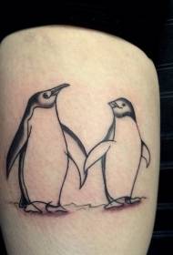 Penguini tätoveeringuga maalitud armas pingviini tätoveeringu muster