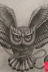velmi hezký černobílý sova tetování rukopis