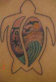 couleur tortue et motif de tatouage marin