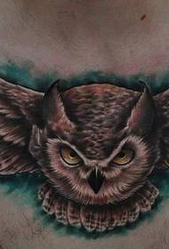 მამრობითი წინა გულმკერდის მაგარი სასტიკი owl tattoo ნიმუში
