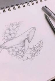 sketsa warna abu hideung wreath lucu lumba-lumba naskah tato sato