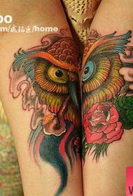 menina braço clássico bonito coruja tatuagem padrão