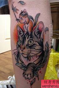 Patró clàssic de tatuatge de gat i ratolí
