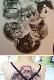 batang babae cute cute na pusa tattoo pattern sa likod