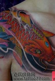 шема на тетоважи на лигњи од над рамо во боја