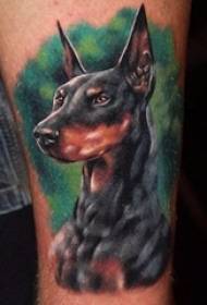 En grupp levande och livliga Doberman-hundar och hundar tatuerar djurstatueringar Daquan