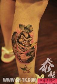 a cool gorilla tattoo pattern popular in the leg