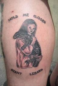 noga brązowa prosta dziewczyna przytulić jaszczurka tatuaż wzór
