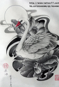 Swan Lotus Tattoo Pattern