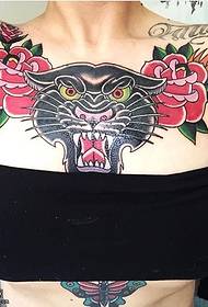 το τατουάζ μοτίβο αυξήθηκε panther μοτίβο
