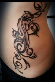 Side Rib Tribal Panther with Vine Tattoo Model- ով