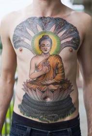 has és mellkas Buddha ült a lótusz és a kígyó tetoválás mintát
