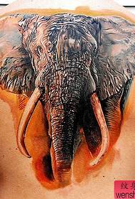 Wzór tatuażu zwierzęcego: wzór tatuażu na plecy 3D w kolorze słonia