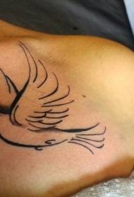 Modello di tatuaggio petto nero linea piccione