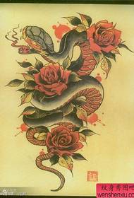 e schéint populäre Schoulsstil Schlaang Tattoo Manuskript