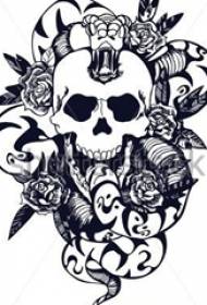 manoscritto del tatuaggio totem di pitone prepotente creativo schizzo nero nero
