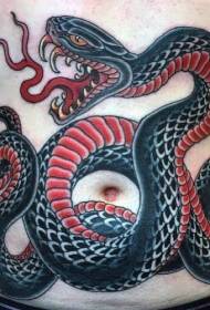 брушка старая школа чорны і чырвоны малюнак татуіроўкі змеі