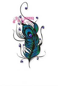 imagen de manuscrito de tatuaje de pluma de pavo real azul