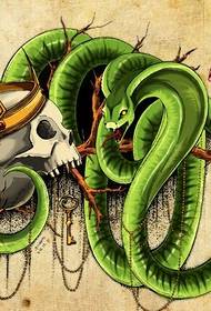 Immagine del modello del manoscritto del tatuaggio del tatuaggio del serpente di colore di personalità