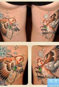 腿美麗的鴿子紋身圖案