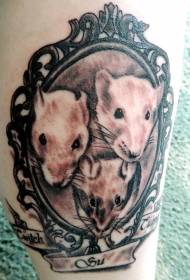 tri miške portretni vzorec tatoo 134637 star šolski nož z vzorcem miške tetovaže