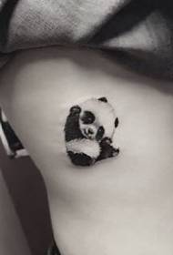 very cute set of simple small fresh panda tattoo works