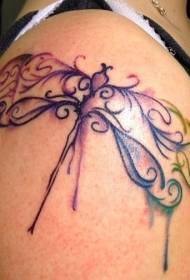 modello di tatuaggio bella libellula dell'acquerello spalla