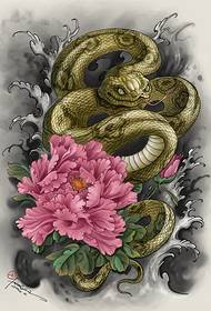 klassinen käärmepionin tatuointikuvio