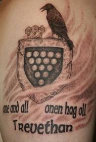 Shield Crown and Crow Letter Tattoo Pattern