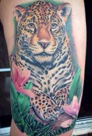 ombro cor realista leopardo tatuagem padrão