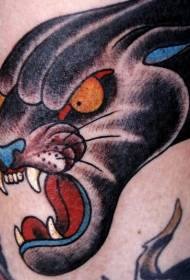 Traditional Roaring Panther Tattoo Pattern