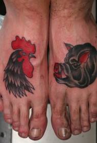 culore di tinta di u piede di pollo è mudellu di tatuaggi di porcu