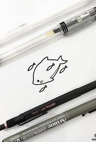kartun segar kecil lumba-lumba garis sederhana pola tato naskah