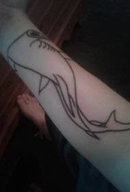 filles, bras, noir, simple, ligne, petit animal, requin marteau, tatouage, image