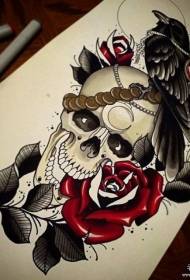 Európai és amerikai varjú rózsa tetoválás tetoválás kézirat