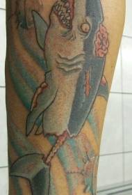 arm color zombie shark tattoo picture  134507 - Leg Shark Tattoo Pattern