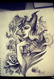 iskola Európa és Amerika ördögi királynő rózsa varjú tetoválás minta kézirat